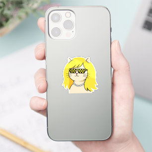 Cool Blonde Cat with Pixel Deal With It Sunglasses