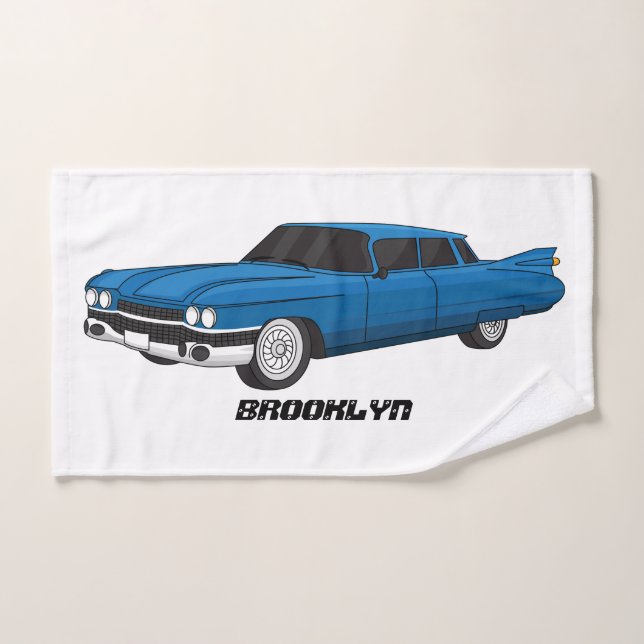 Cool blue 1959 classic car bath towel set (Hand Towel)