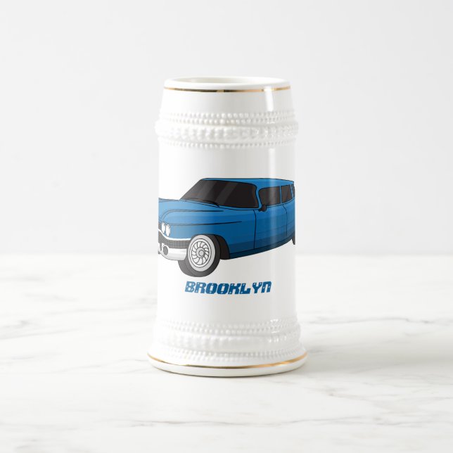 Cool blue 1959 classic car beer stein (Center)
