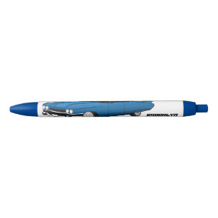 Cool blue 1959 classic car  black ink pen