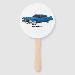 Cool blue 1959 classic car hand fan