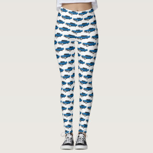 Cool blue 1959 classic car leggings