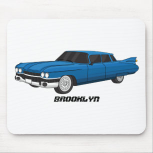 Cool blue 1959 classic car mouse pad