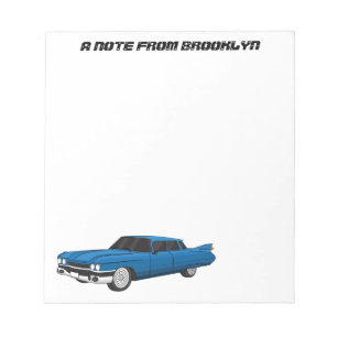 Cool blue 1959 classic car notepad