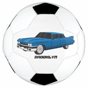 Cool blue 1959 classic car  soccer ball