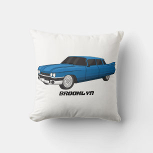 Cool blue 1959 classic car throw pillow