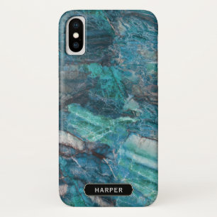 Cool Blue Abstract Marble Pattern with Name Case-Mate iPhone Case