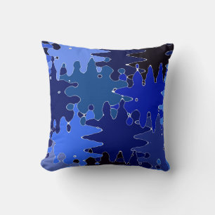 COOL Blue Abstract Shapes Throw Pillow