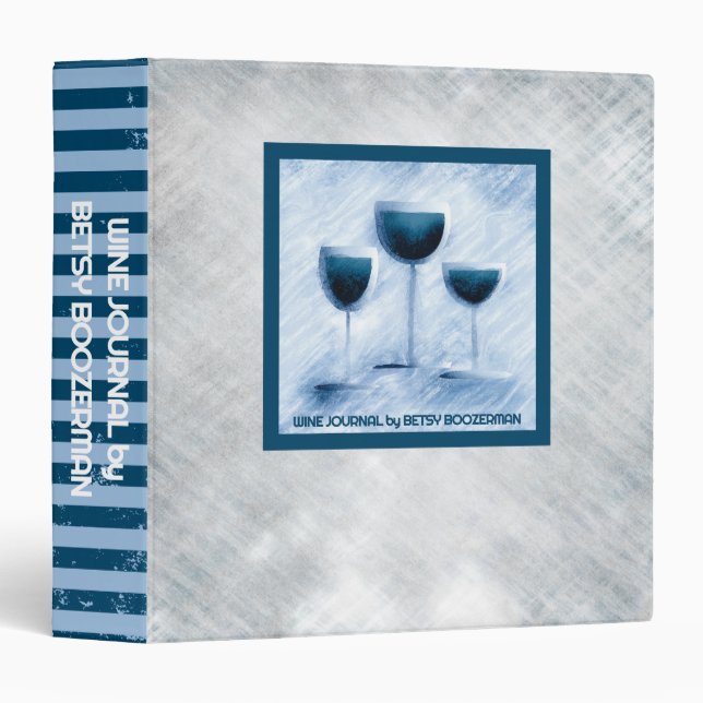 Cool blue abstract wine glass journal food pairing binder (Front/Spine)