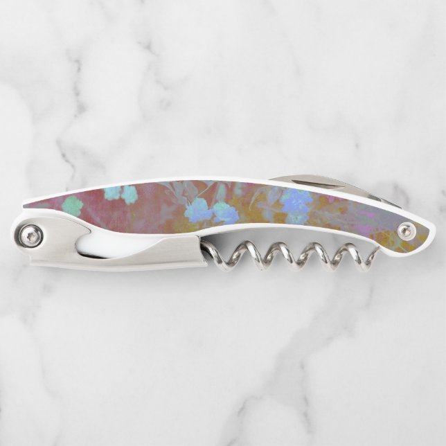 Cool blue and pink art of floral / flower pattern corkscrew (Front)