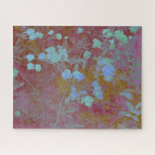Cool blue and pink art of floral / flower pattern jigsaw puzzle