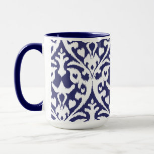Cool blue and white ikat tribal pattern mug