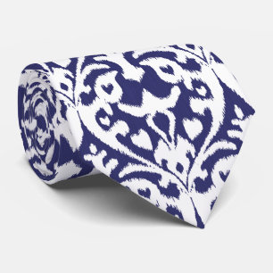 Cool blue and white ikat tribal pattern tie