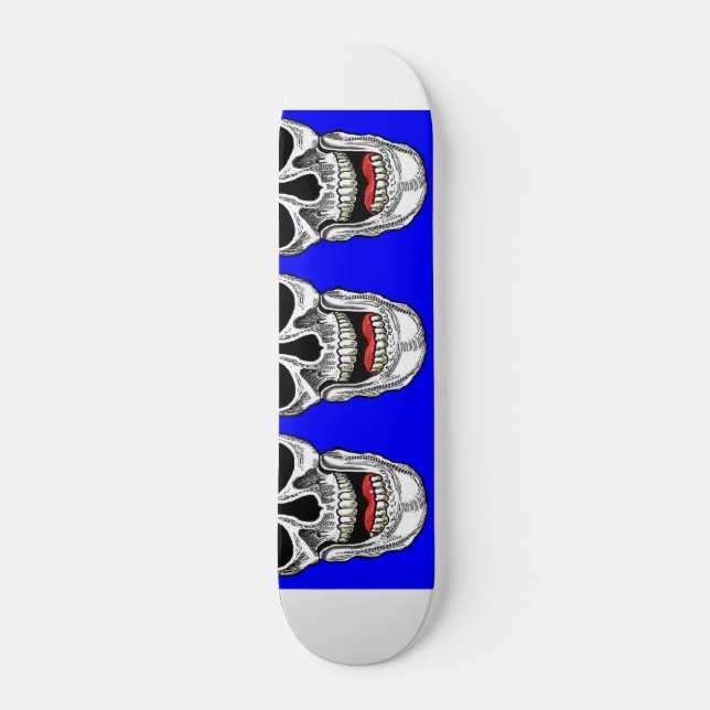 Cool Blue and White Skulls Skateboard (Front)