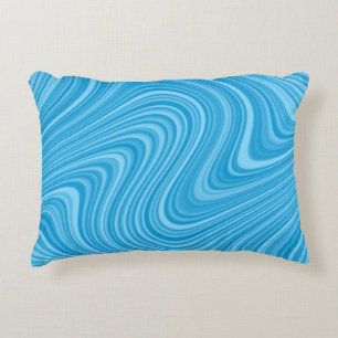 Cool Blue/Aqua/Turquoise Curvy Lined Abstract Accent Pillow