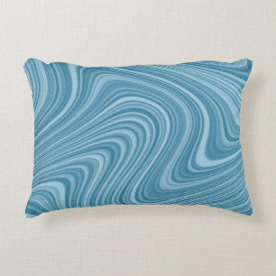 Cool Blue/Aqua/Turquoise Curvy Lined Abstract Accent Pillow