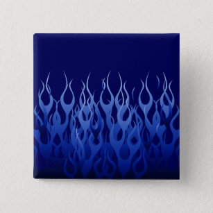 Cool Blue Automotive Racing Flames 2 Inch Square Button