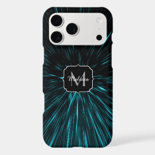 Cool Blue black Hypergalaxy Abstract Line Monogram