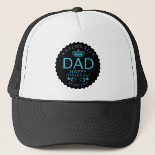 Cool Blue & Black World's Best Dad Father's Day Trucker Hat