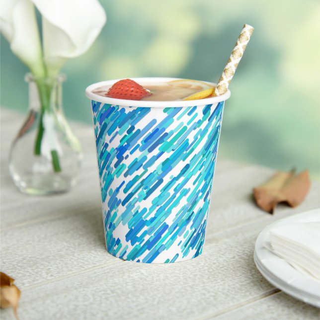 Cool Blue Blue Teal Marine Paper Cups (Insitu)