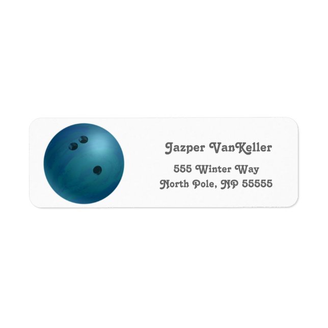 Cool Blue Bowling Ball Adresse de retour Étiquette (Devant)