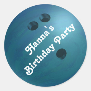 Cool Blue Bowling Ball Custom Party Sticker