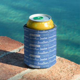 Cool Blue Boys Name Font Collage Custom Teen Can Cooler