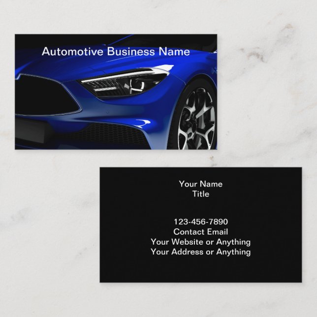 Cool Blue Car Automotive Business Cards (Front/Back)