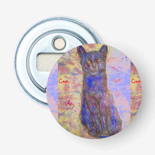 cool blue cat bottle opener (Front)