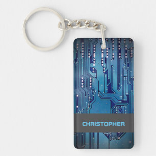 Cool Blue Computer Circuit Board Monogramme