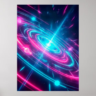 Cool Blue Cosmic Energy Abstract Universe Poster