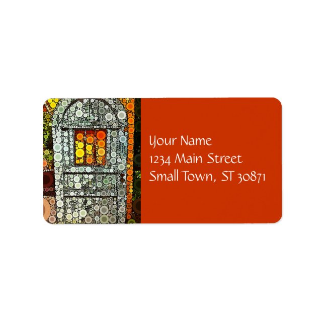 Cool Blue Door Southwestern Courtyard Wooden Door Label (Front)