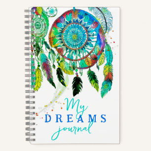 Cool Blue Dream Catcher Feather Journal Watercolor