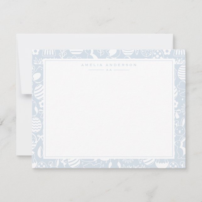 Cool Blue Easter Egg Frame Note Card (Front)
