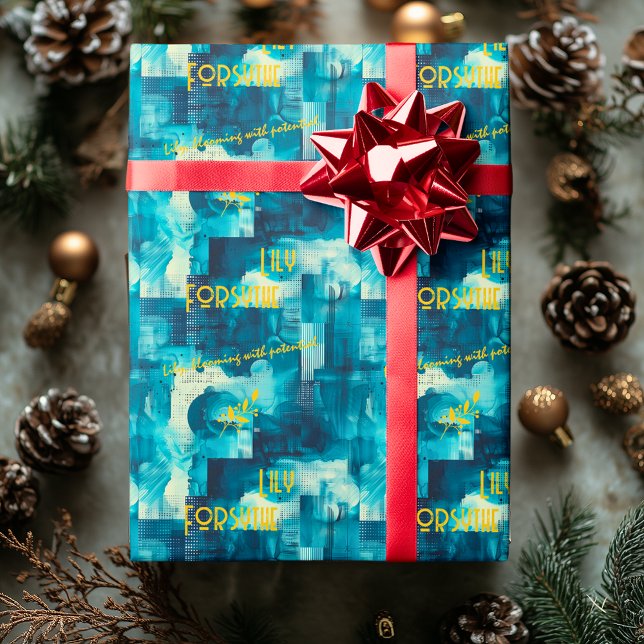 Cool Blue Elegance: Customizable Abstract Gift Wra Wrapping Paper (Creator Uploaded)
