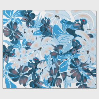 Cool Blue Floral Wrapping Paper Design