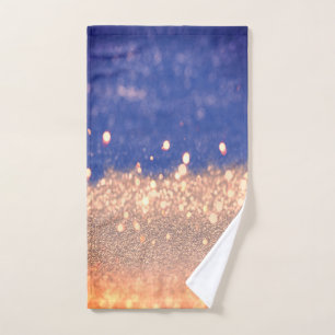 Cool Blue Glitter Bokeh Bath Towel Set