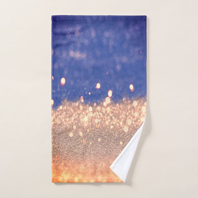 Cool Blue Glitter Bokeh Bath Towel Set (Hand Towel)