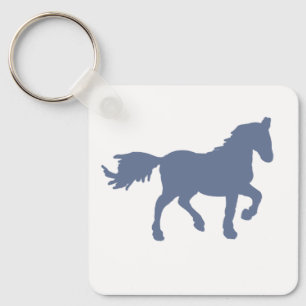 Cool Blue Horse Zodiac Symbol Keychain