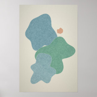 Cool Blue & Jade Abstract Wall Art Poster