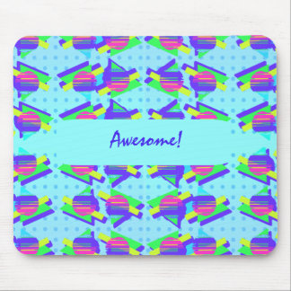 Cool Blue Memphis Customizable Triangle Pattern Mouse Pad