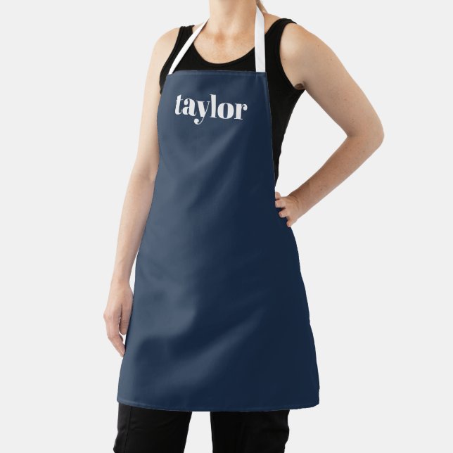 Cool Blue Modern Minimalist Trendy Personalized Apron (Insitu)
