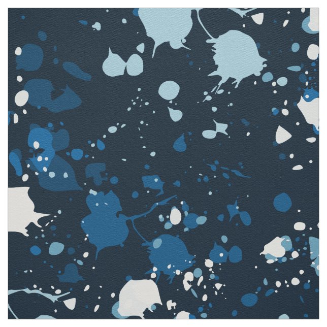 Cool Blue Paint Splatter Fabric (Swatch)
