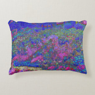 Cool Blue Panoramic Garden Flowers View Accent Pillow