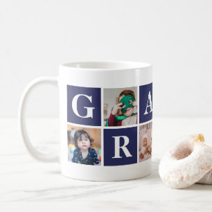 Cool Blue Photo Collage Personnalisé Gramps Mug