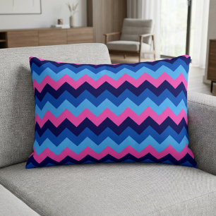 Cool Blue Pink Chevron Pattern Accent Pillow