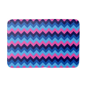 Cool Blue Pink Chevron Pattern Medium Bath Mat