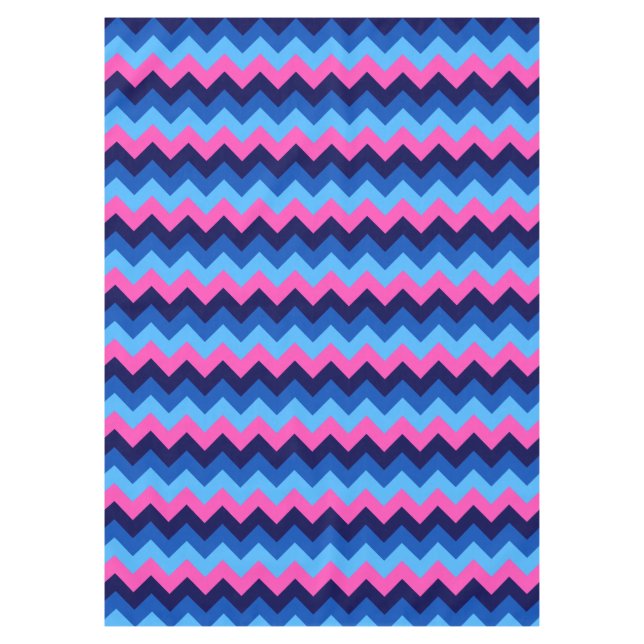 Cool Blue Pink Chevron Pattern Medium Tablecloth (Front)