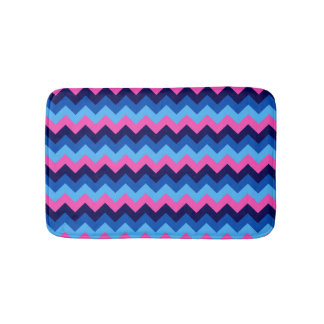 Cool Blue Pink Chevron Pattern Small Bath Mat
