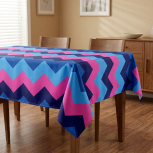 Cool Blue Pink Chevron Pattern Small Tablecloth